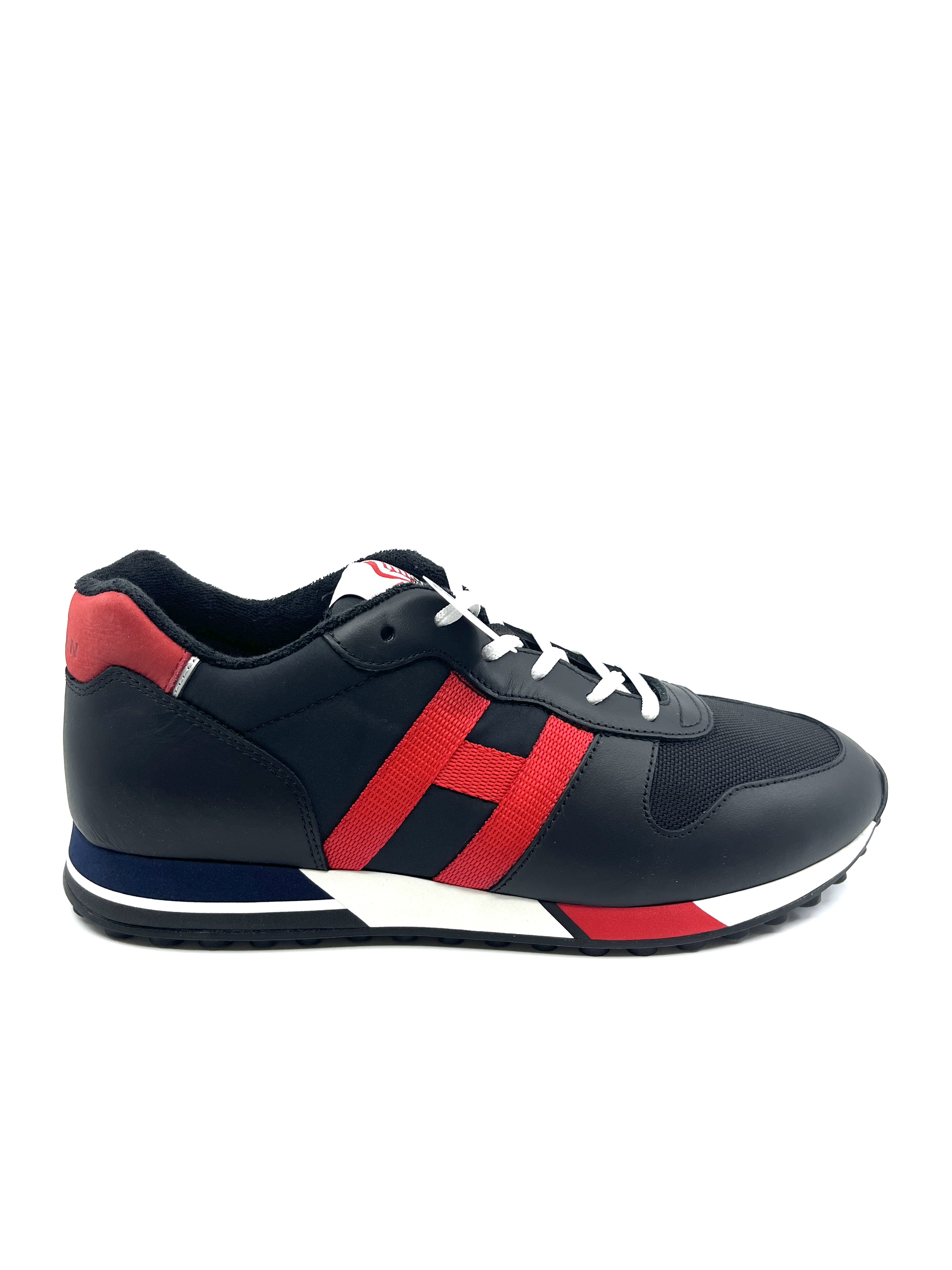sneaker hogan H383 noir et rouge en cuir et toile