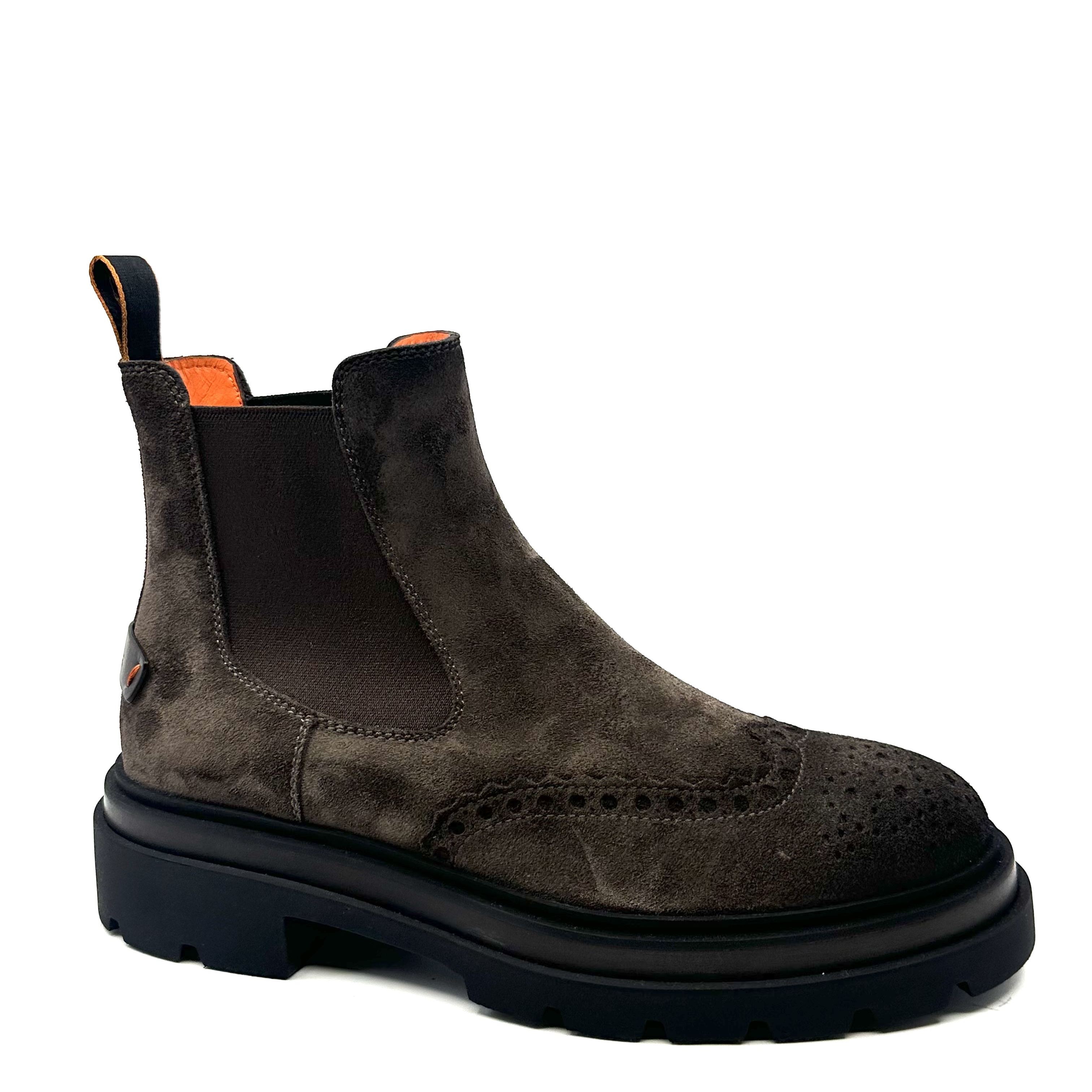 Boots Milano à bout golf fleuri Velours marron Santoni