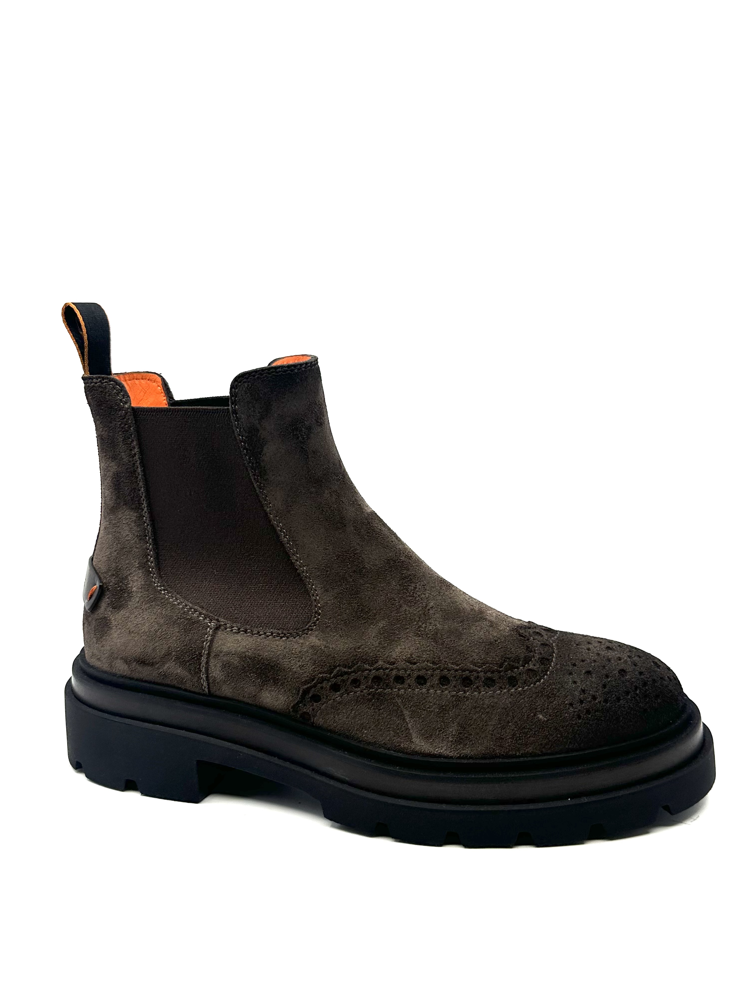 Boots Milano à bout golf fleuri Velours marron Santoni