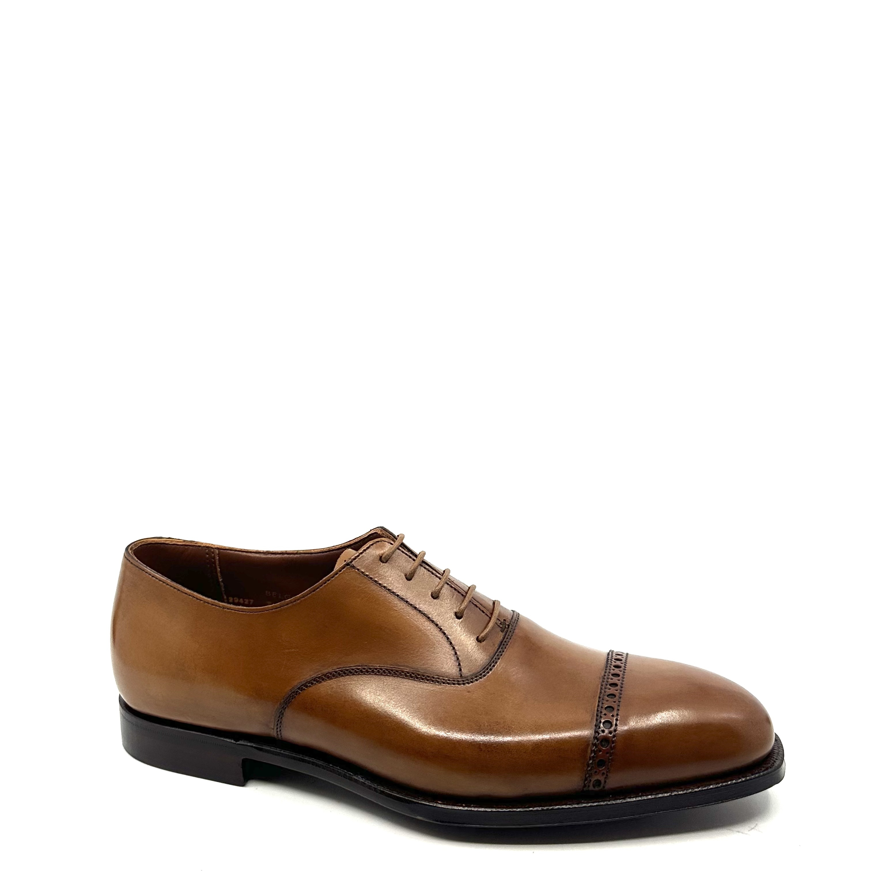 Richelieu Belgrave à bout rapporté fleuri cuir TanCrockett&Jones