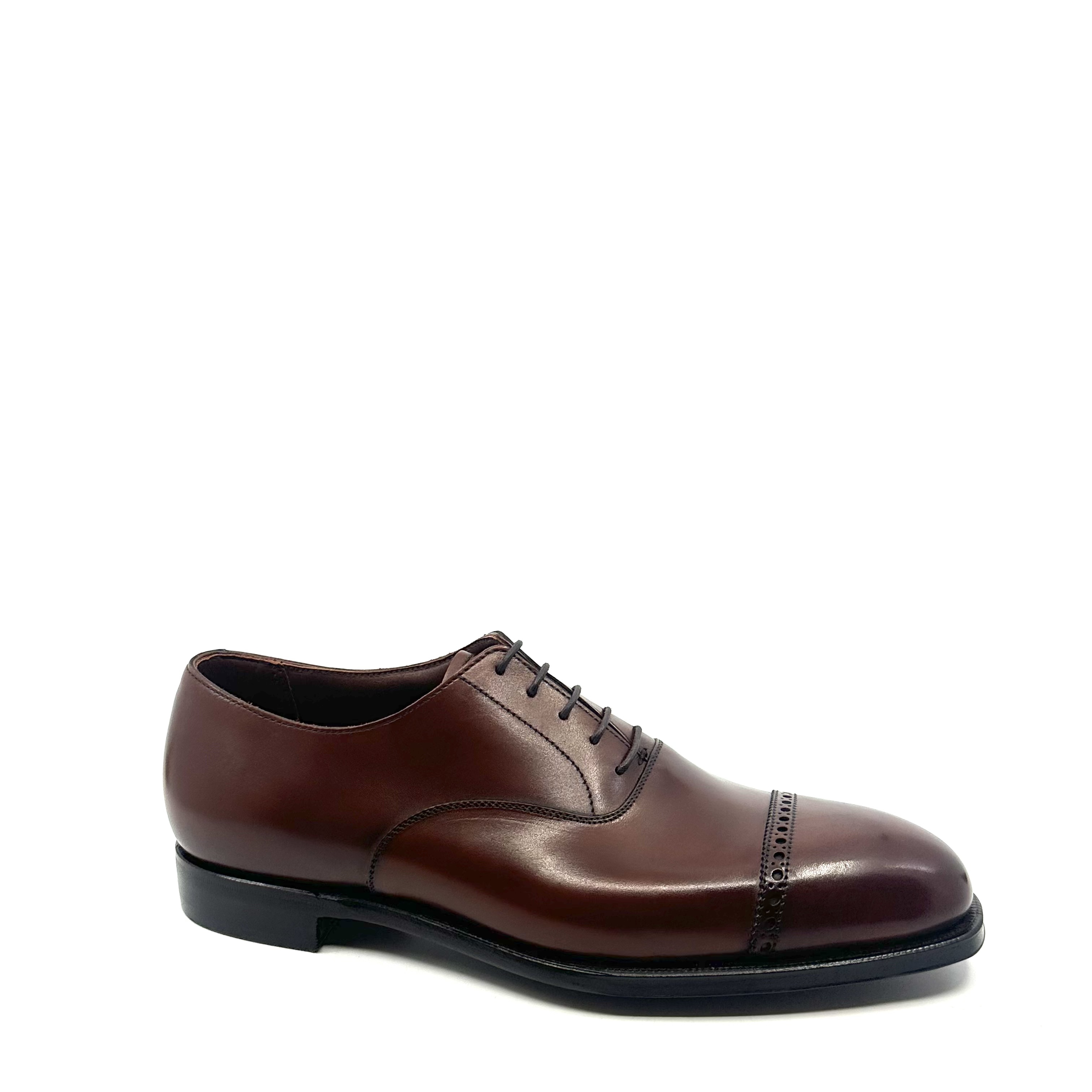 Richelieu Belgrave à bout rapporté fleuri cuir Chestnut Crockett&Jones