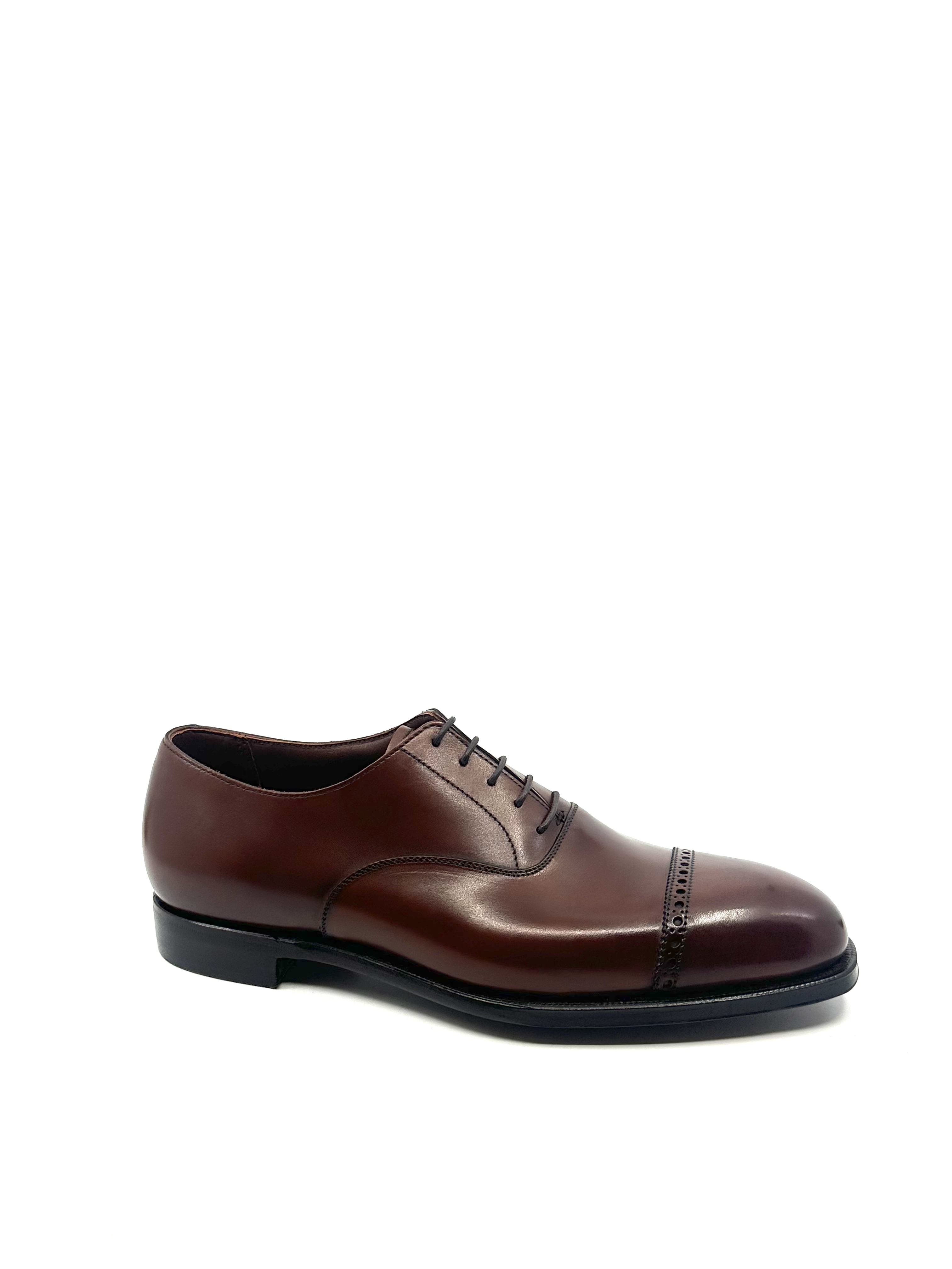 Richelieu Belgrave à bout rapporté fleuri cuir Chestnut Crockett&Jones