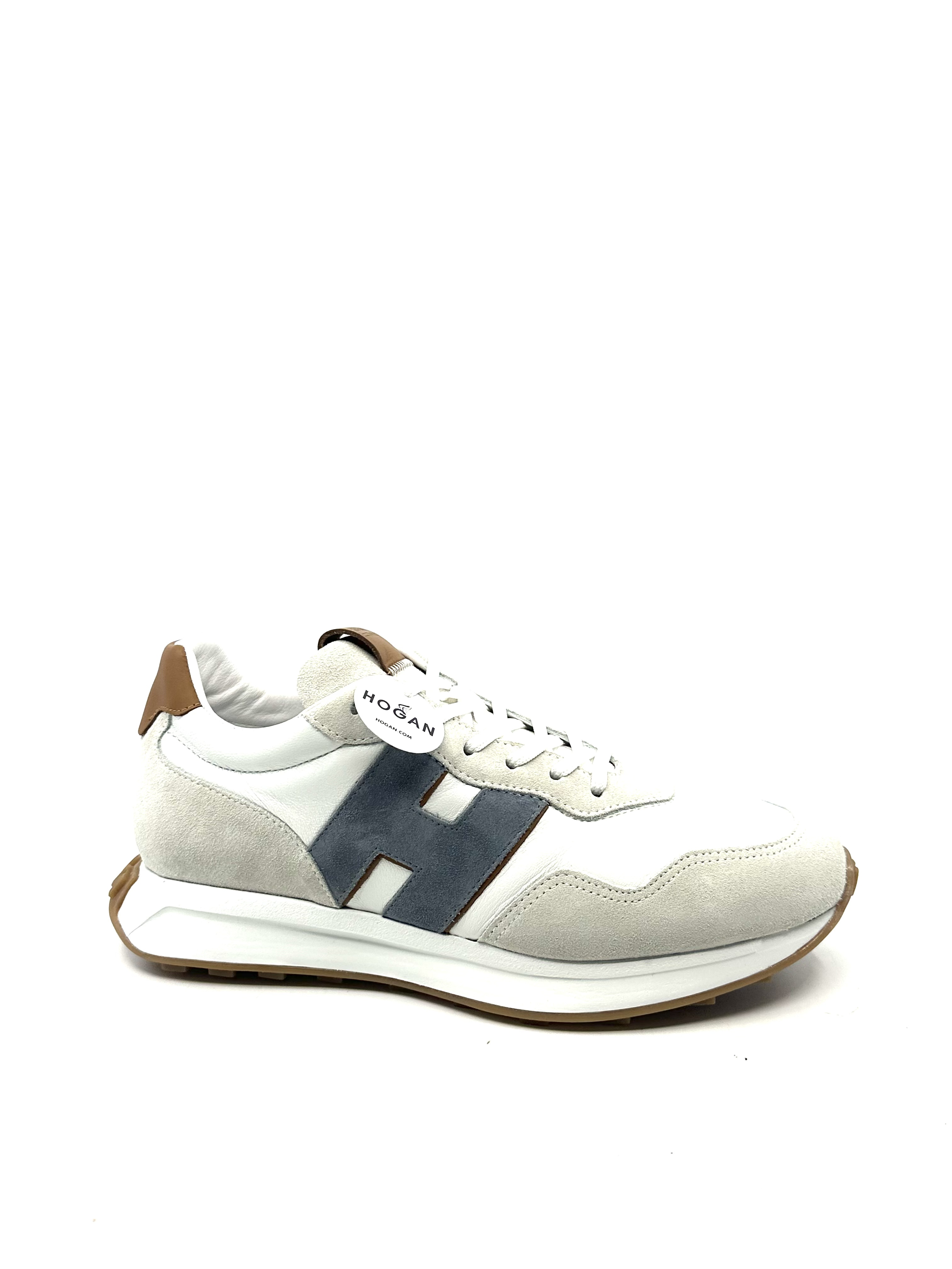 Sneakers HOGAN H601 CUIR VELOURS BLANC GRIS GOLD