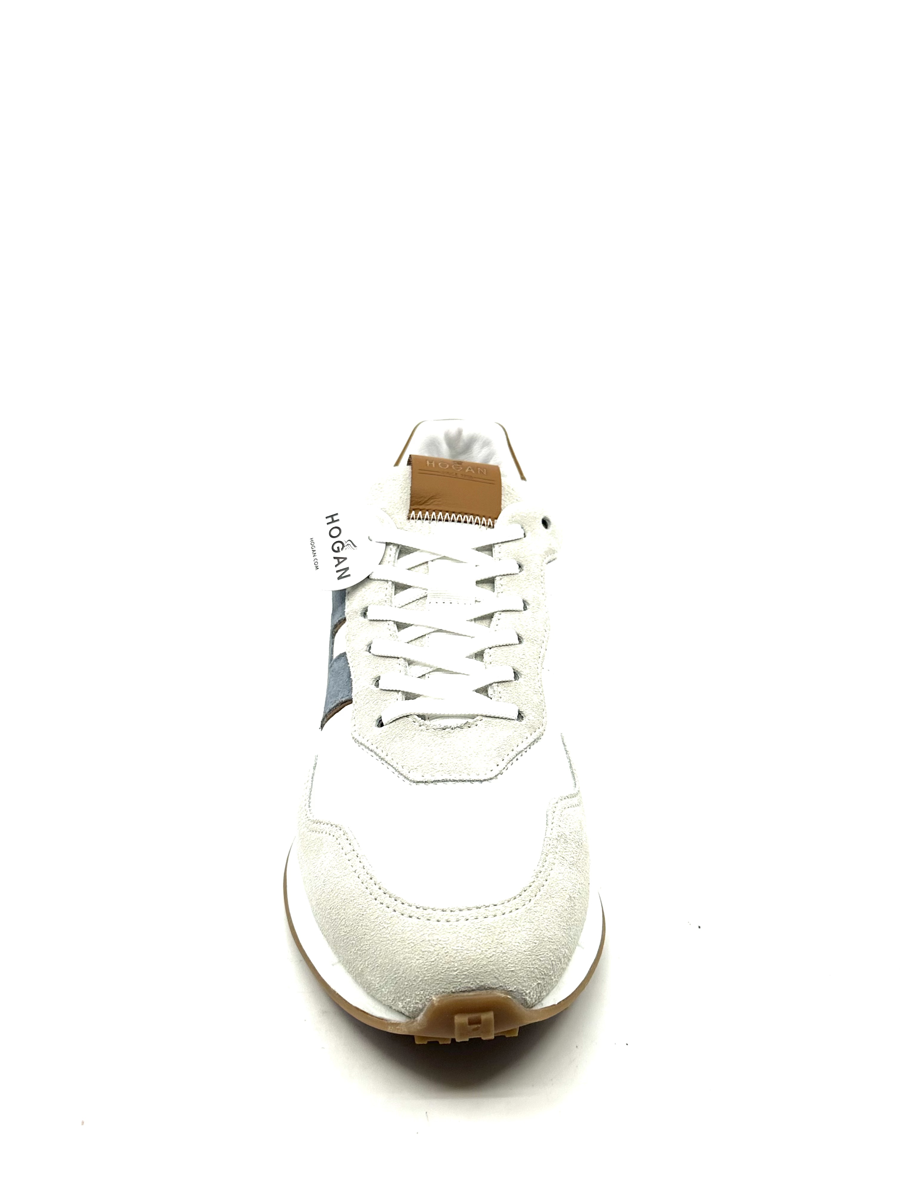 Sneakers HOGAN H601 CUIR VELOURS BLANC GRIS GOLD