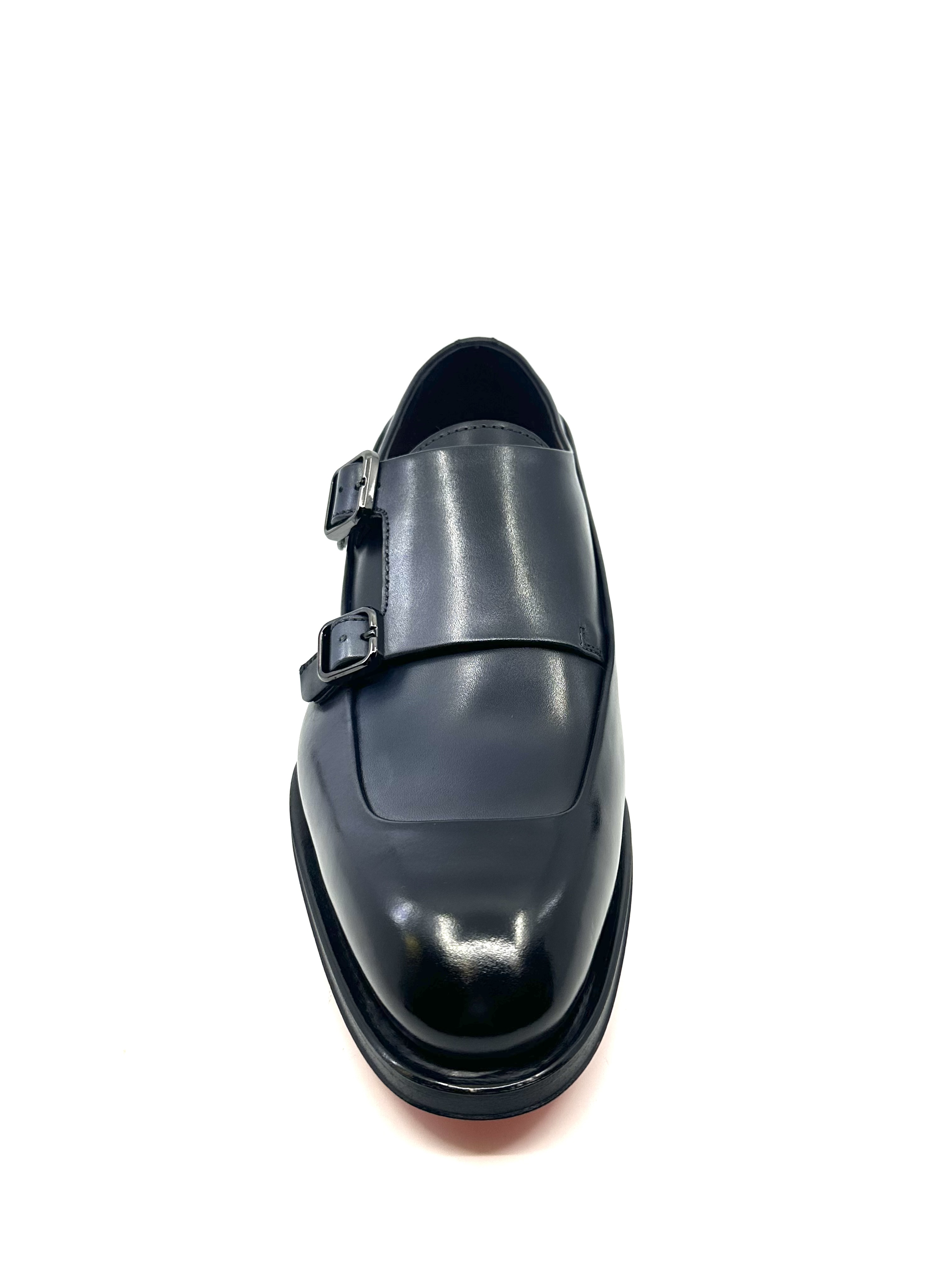 Double boucles à plateau Cuir Bleu Santoni