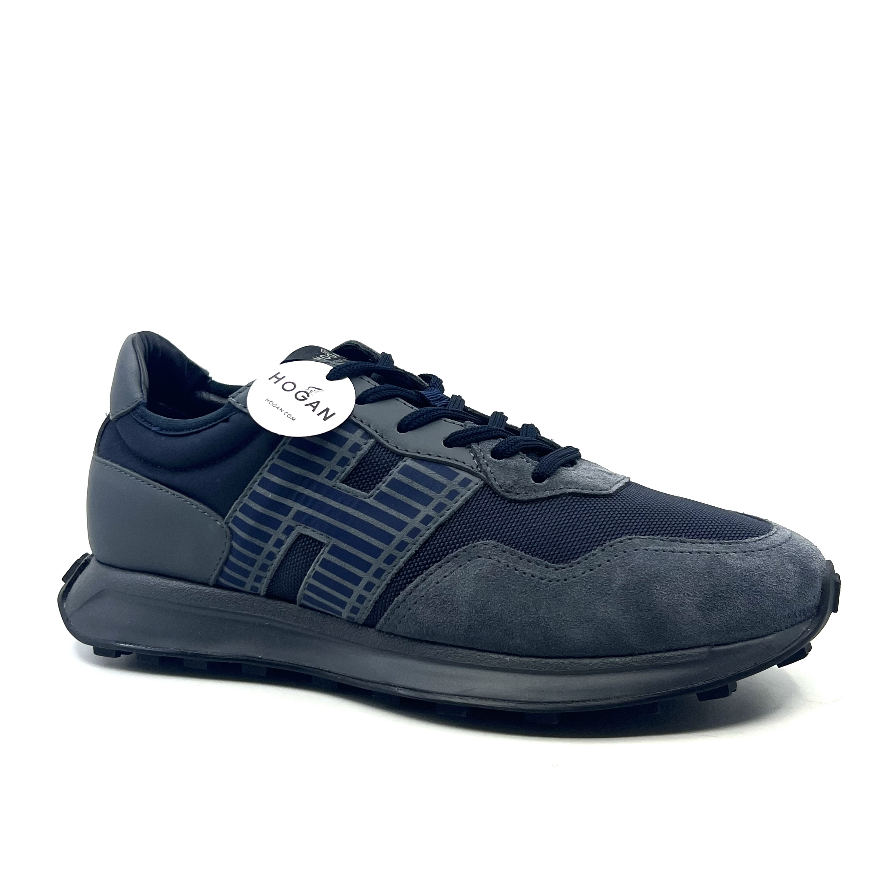 Sneakers HOGAN H6010 CUIR TISSU VELOURS GRIS SOURIS et BLEU