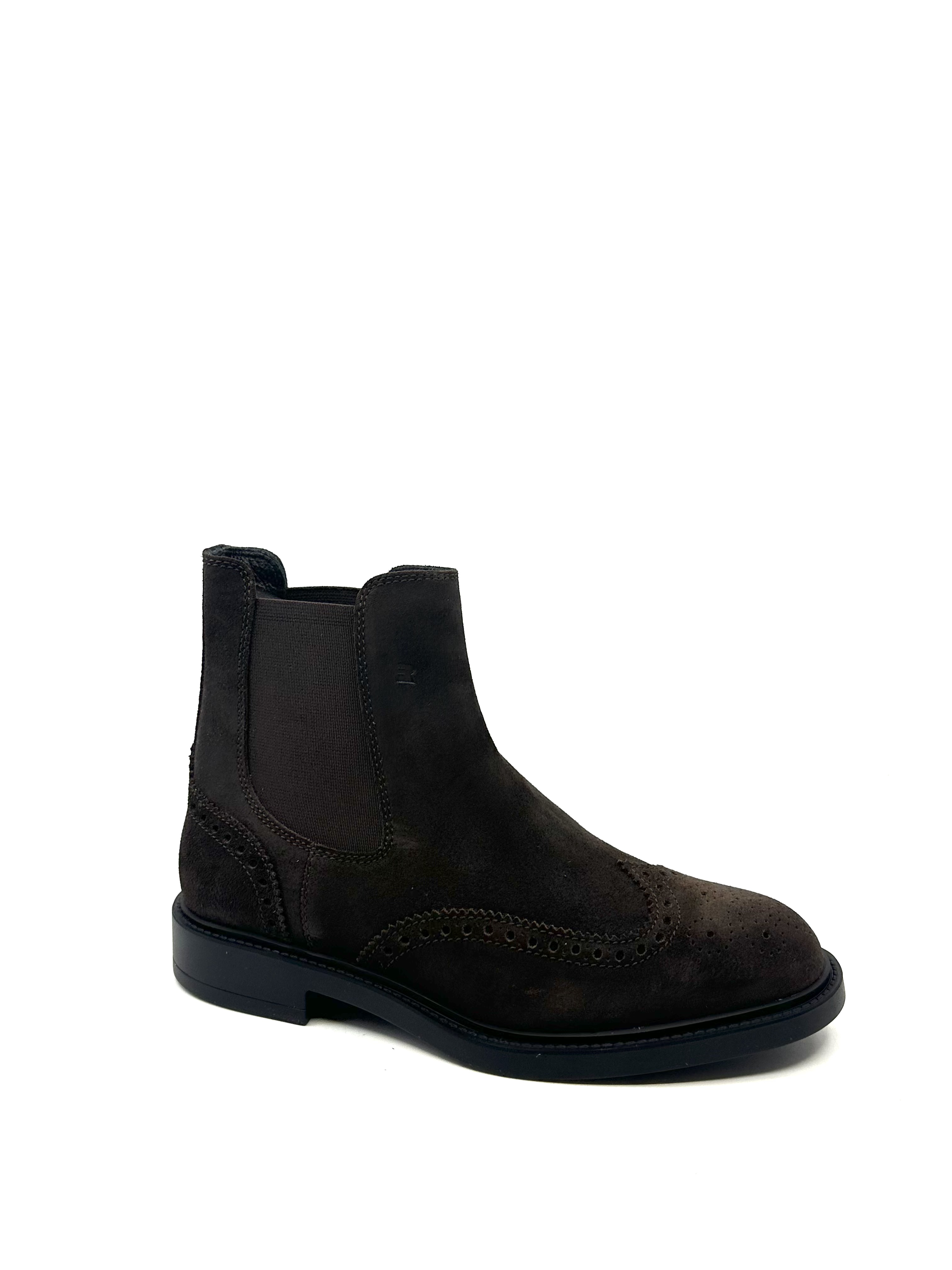 Chelsea boots à bout fleuri en Velours Marron Fratelli Rossetti
