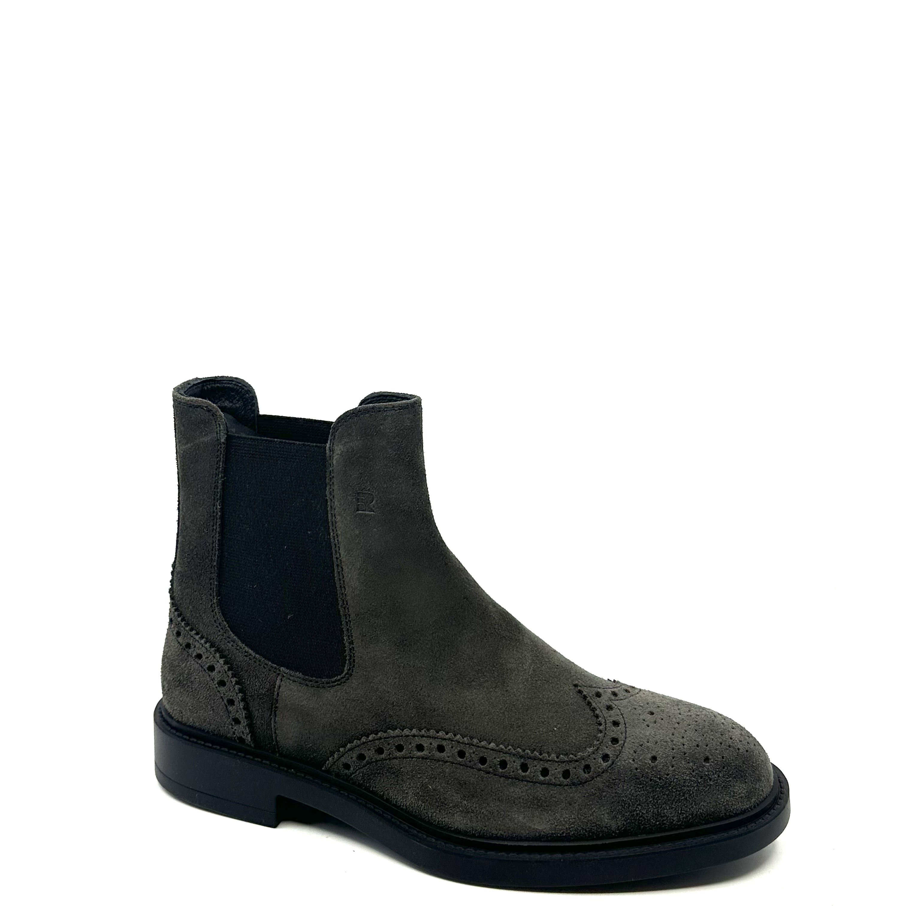 Chelsea boots à bout fleuri en Velours Antracite Fratelli Rossetti