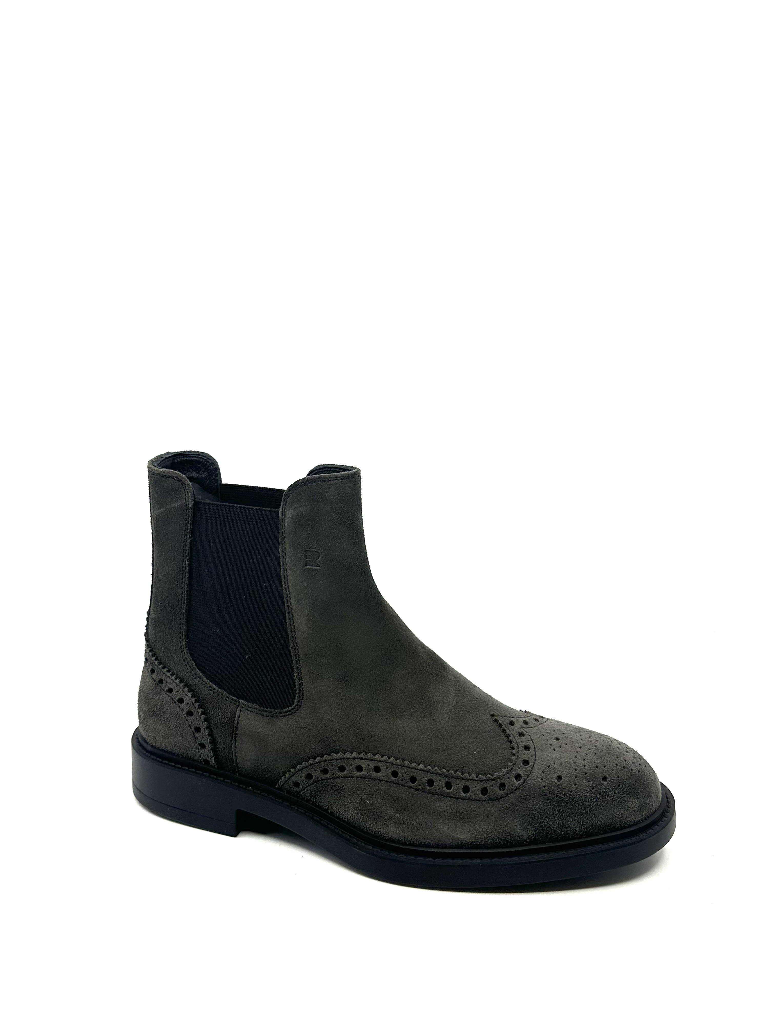 Chelsea boots à bout fleuri en Velours Antracite Fratelli Rossetti