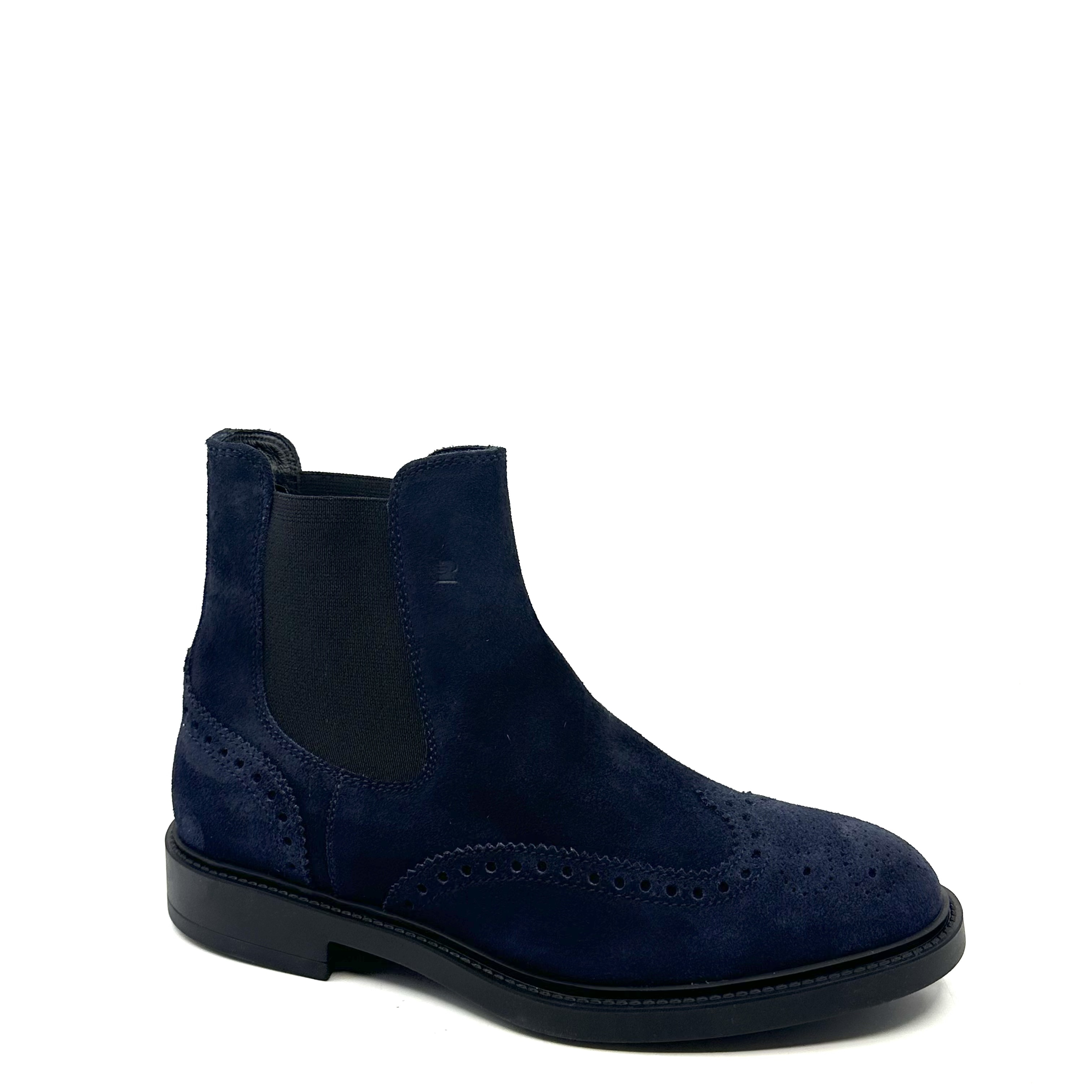 Chelsea boots à bout fleuri en Velours Bleu marine Fratelli Rossetti