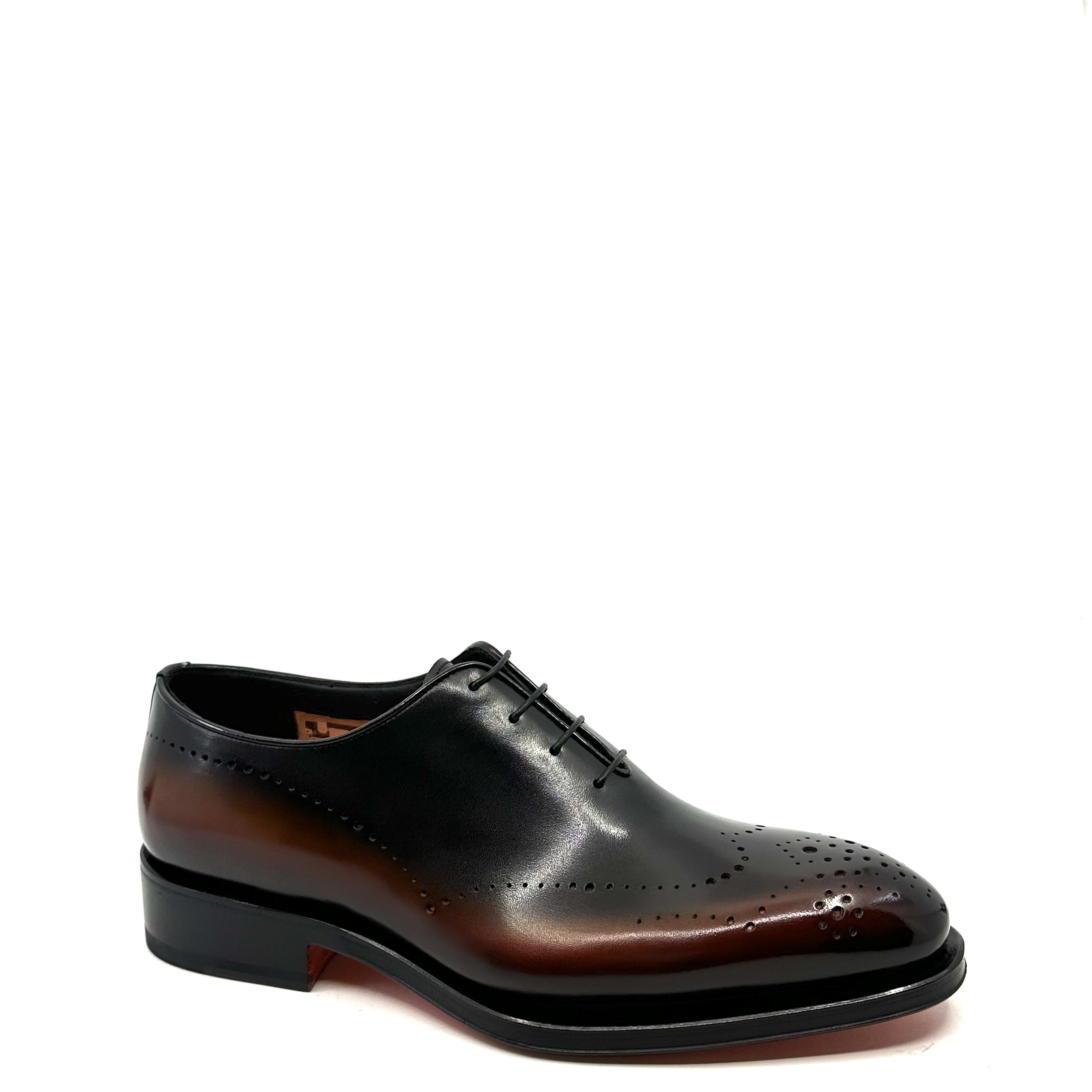 Richelieu One cut en Cuir Lisse Noir Brun 18542 Santoni