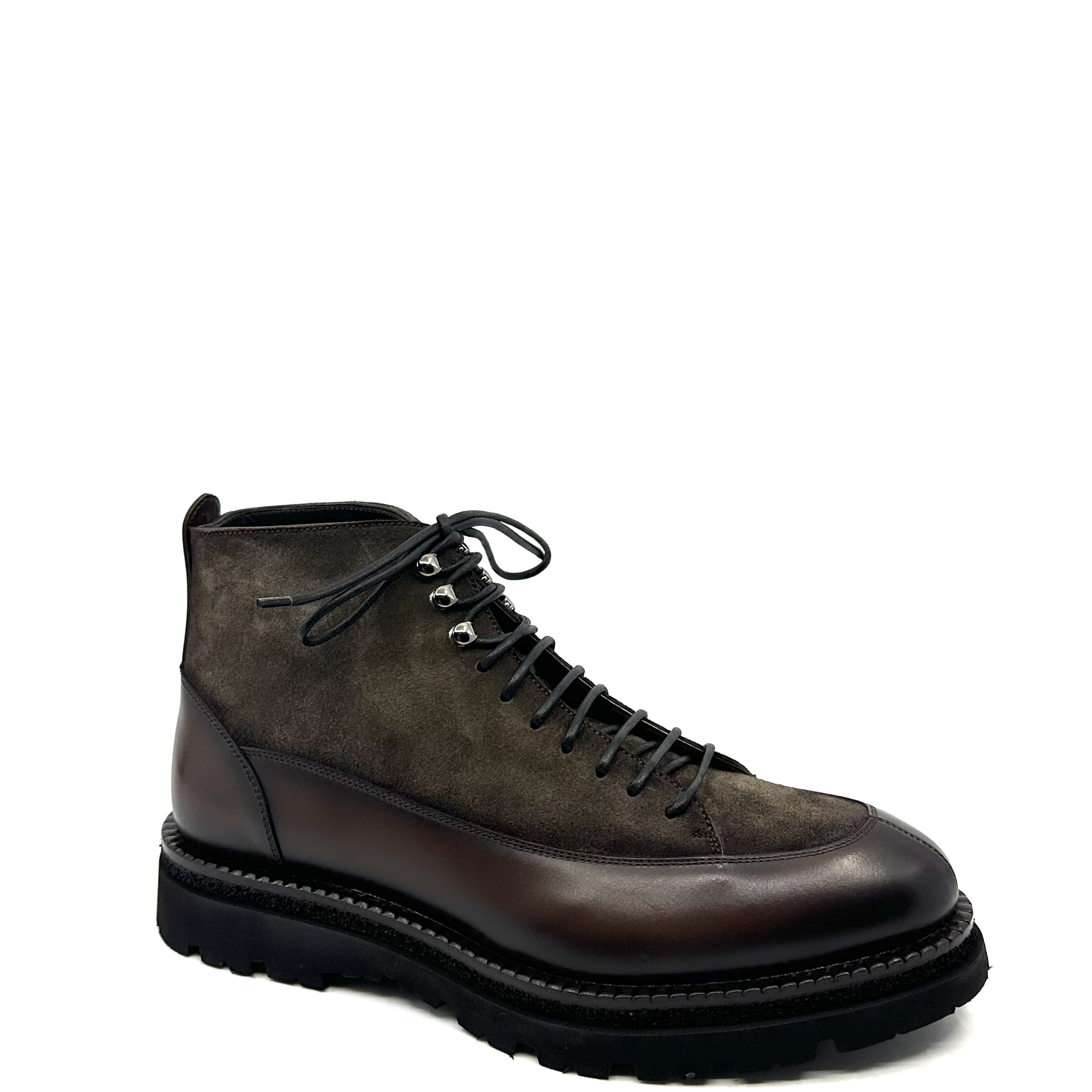 Derby Boots à plateau en Cuir et Velours Brown Franceschetti