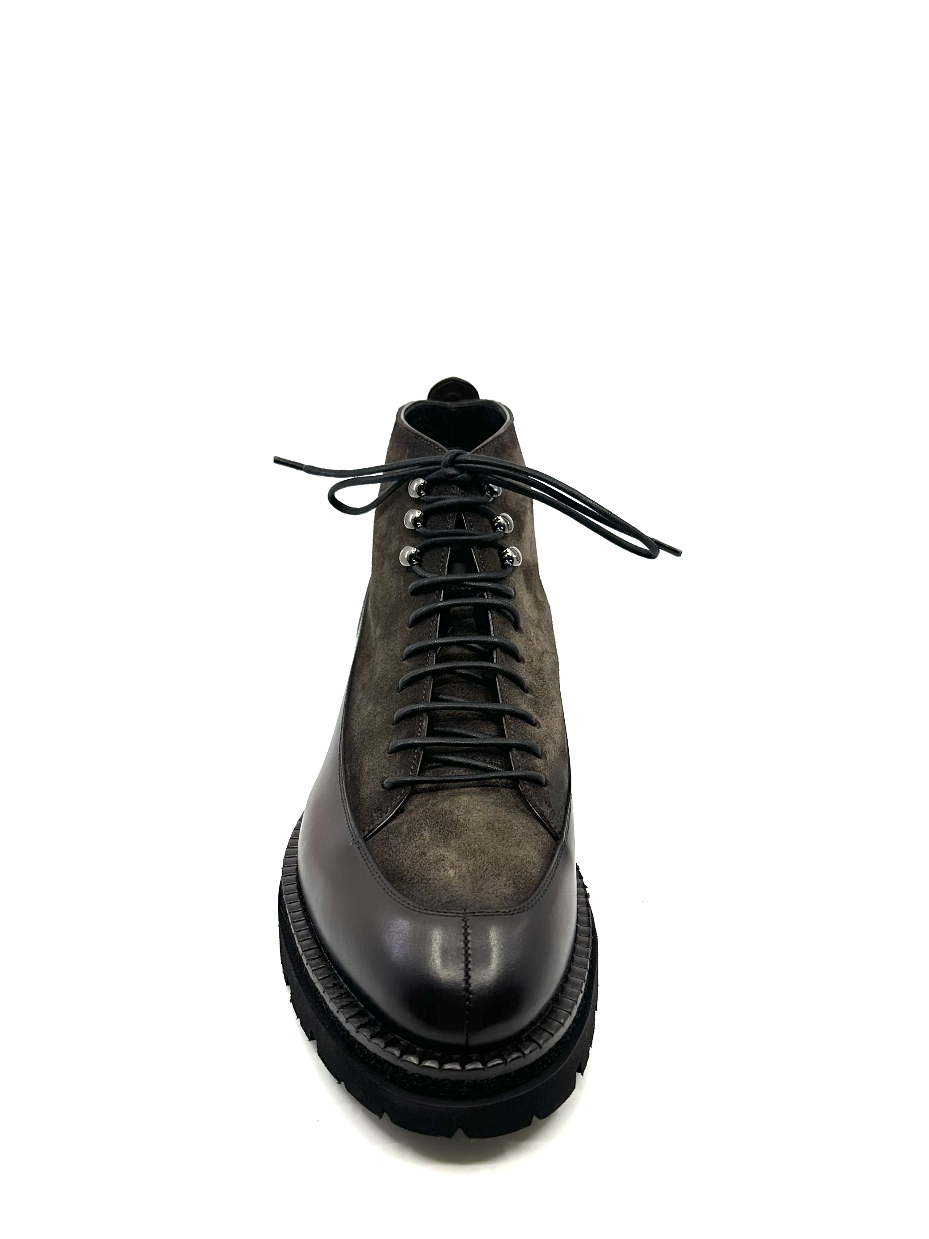 Derby Boots à plateau en Cuir et Velours Brown Franceschetti